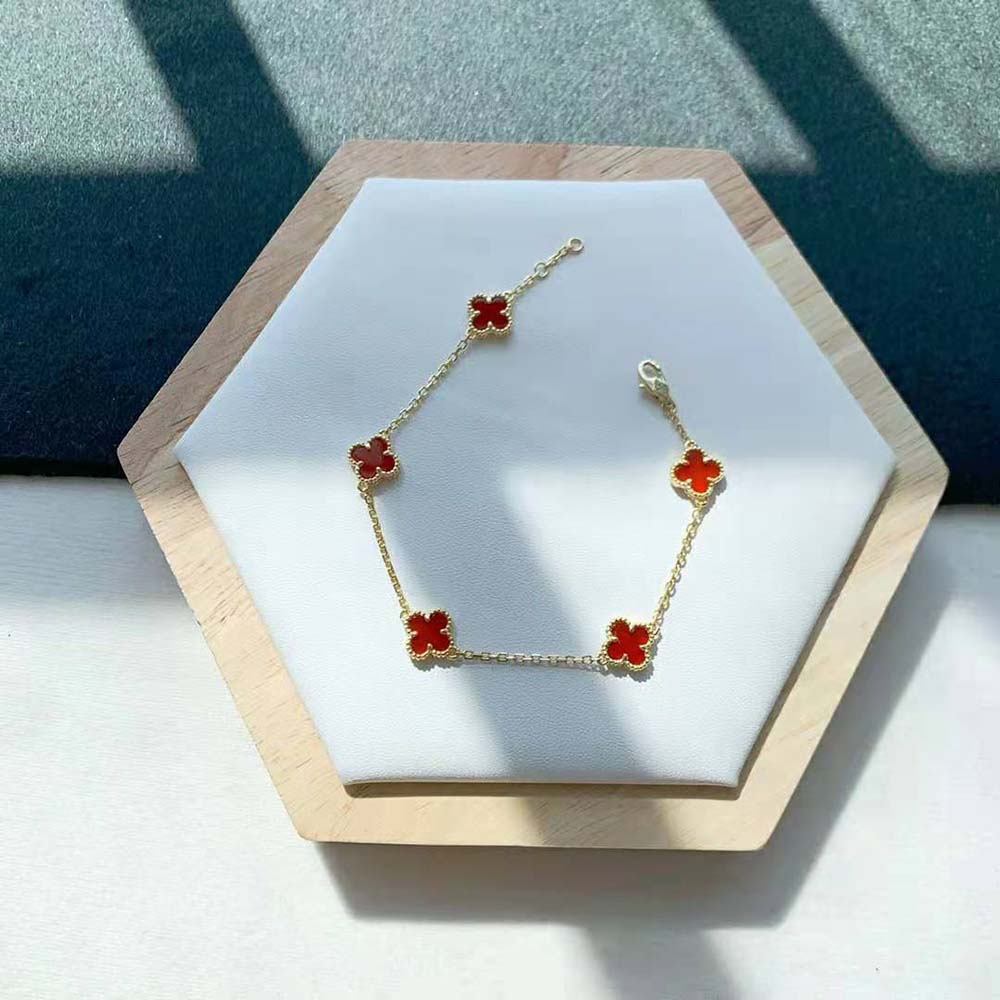 Van Cleef & Arpels Lady Vintage Alhambra Bracelet 5 Motifs-Red (6)
