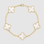 Van Cleef & Arpels Lady Vintage Alhambra Bracelet 5 Motifs-White