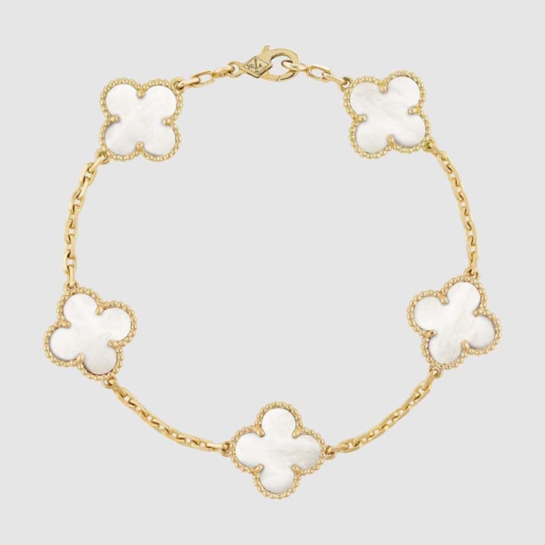 Van Cleef & Arpels Lady Vintage Alhambra Bracelet 5 Motifs-White (1)
