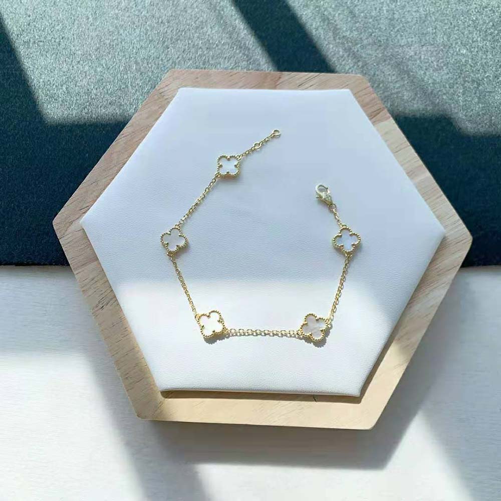 Van Cleef & Arpels Lady Vintage Alhambra Bracelet 5 Motifs-White (9)