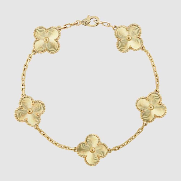 Van Cleef & Arpels Lady Vintage Alhambra Bracelet 5 Motifs in Yellow Gold (1)
