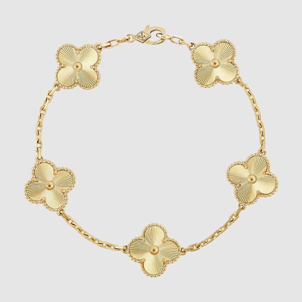 Van Cleef & Arpels Lady Vintage Alhambra Bracelet 5 Motifs in Yellow Gold