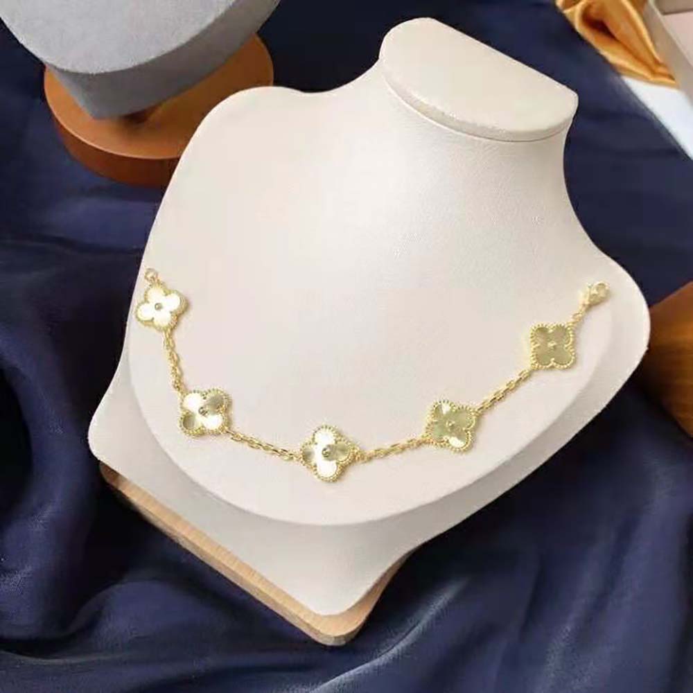 Van Cleef & Arpels Lady Vintage Alhambra Bracelet 5 Motifs in Yellow Gold (8)