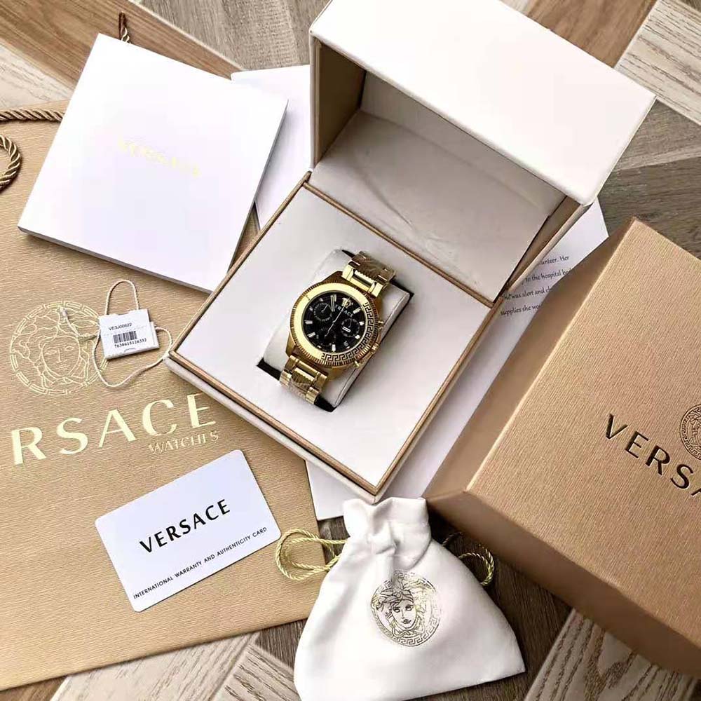 Versace Men Greca Action Chrono Watch 45 mm IP Champagne Round (2)