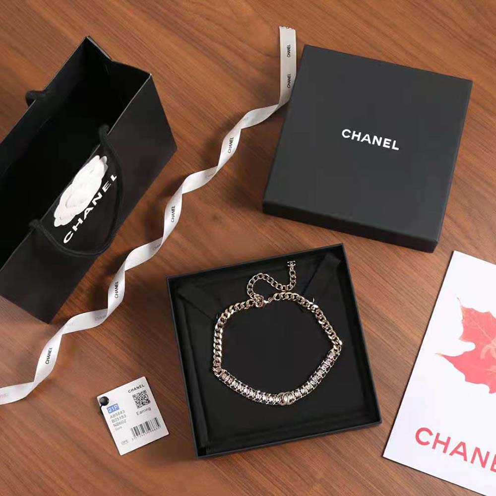 Chanel Women Choker in Metal Calfskin & Strass (3)
