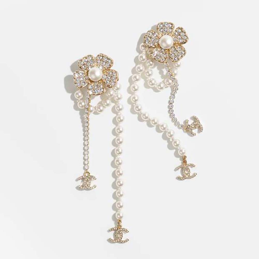 Chanel Women Clip-on Pendants in Metal Strass Glass Pearls