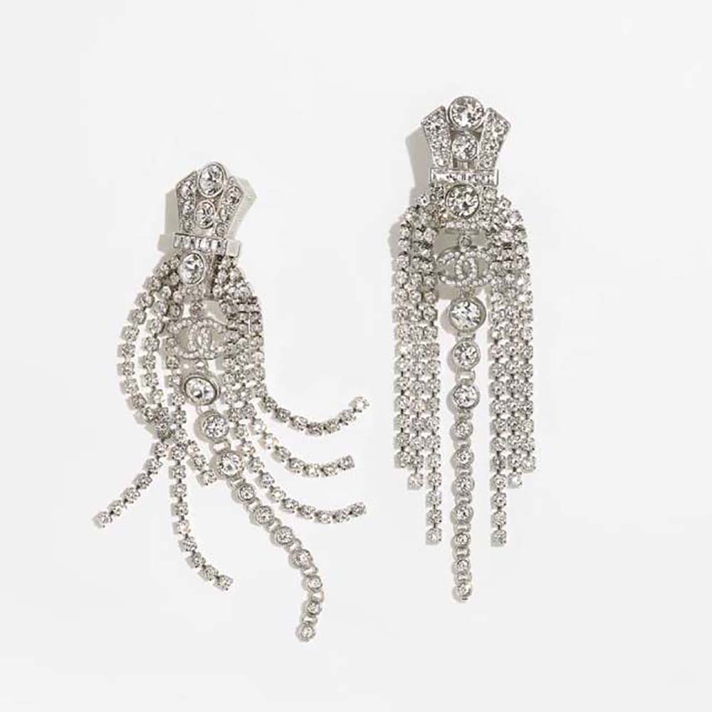 Chanel Women Clip-on Pendants in Silver & Crystal (1)