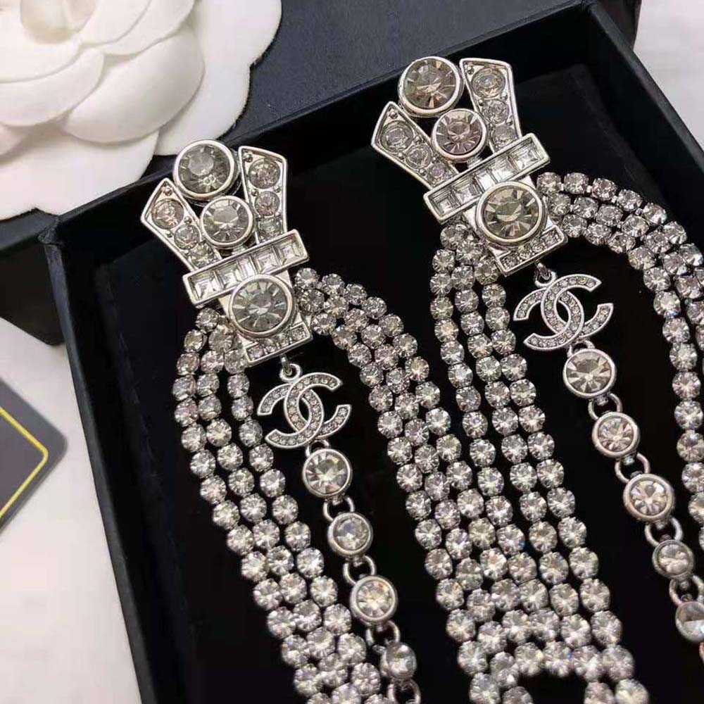 Chanel Women Clip-on Pendants in Silver & Crystal (4)