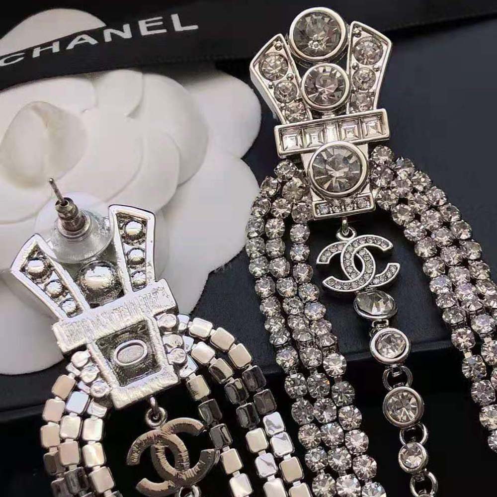 Chanel Women Clip-on Pendants in Silver & Crystal (7)