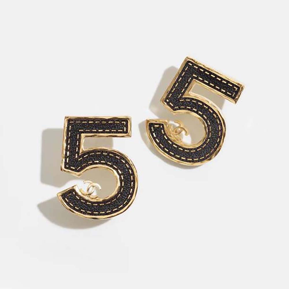 Chanel Women Earrings in Gold & Black