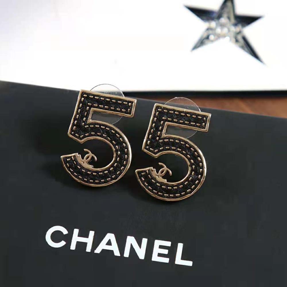 Chanel Women Earrings in Gold & Black (2)