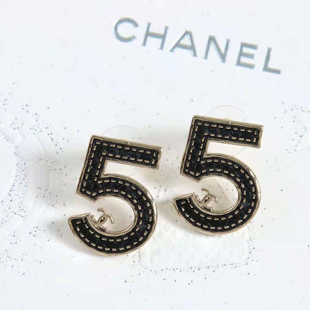 Chanel Women Earrings in Gold & Black (6)