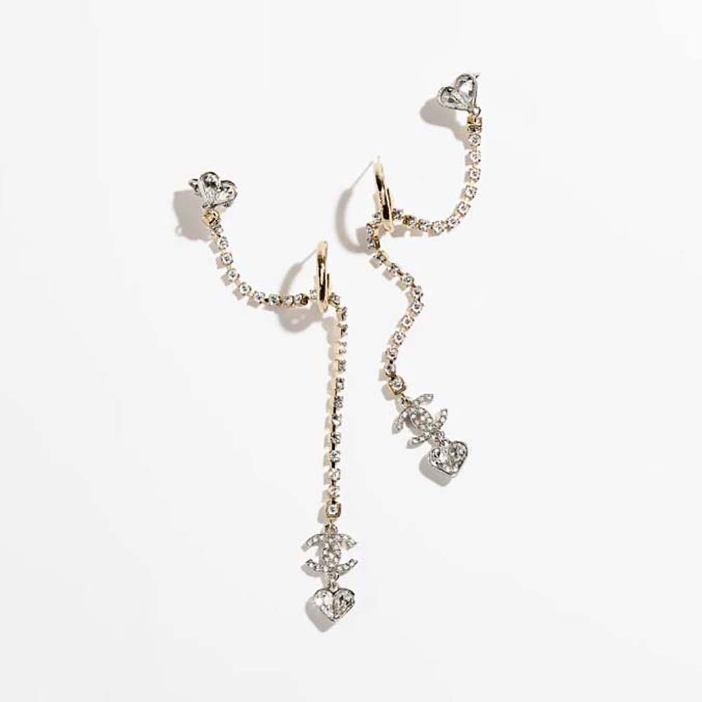 Chanel Women Earrings in Gold Silver & Crystal