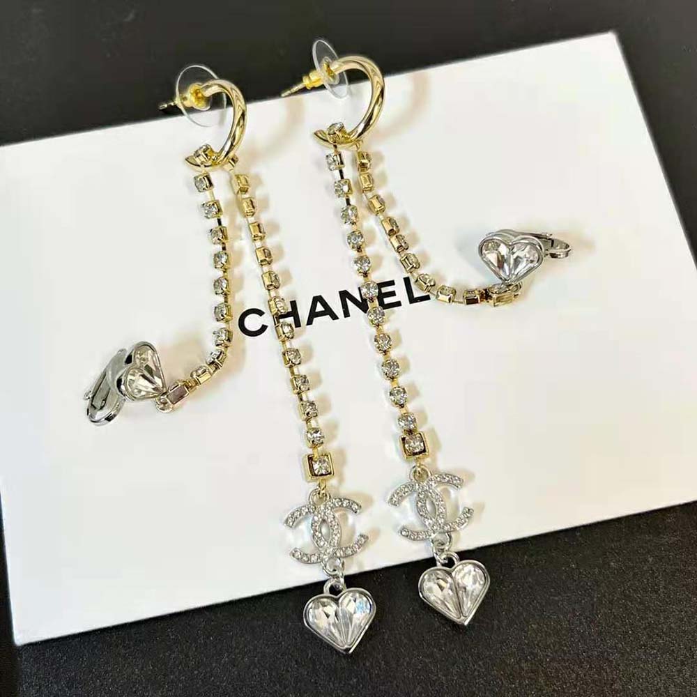 Chanel Women Earrings in Gold Silver & Crystal (4)