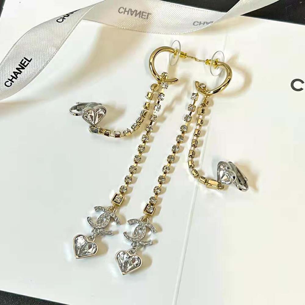 Chanel Women Earrings in Gold Silver & Crystal (5)