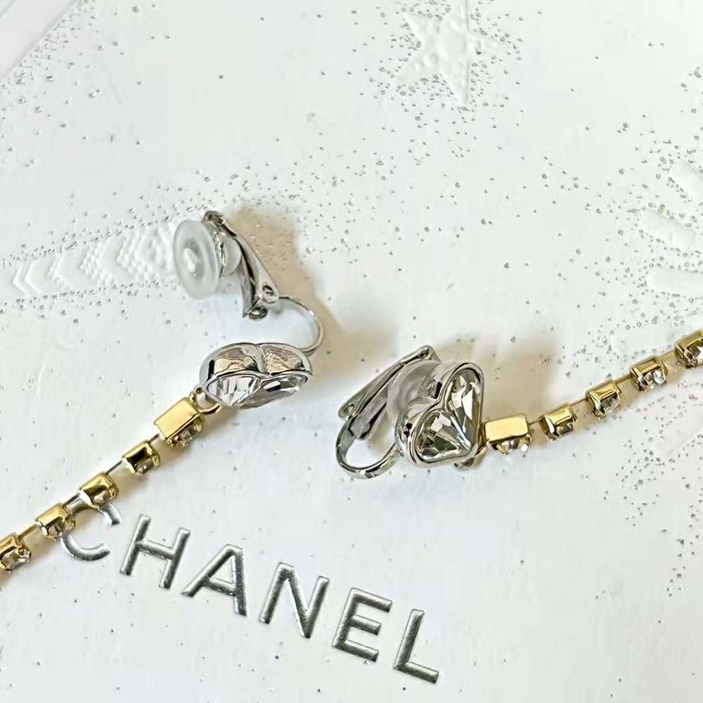 Chanel Women Earrings in Gold Silver & Crystal (7)