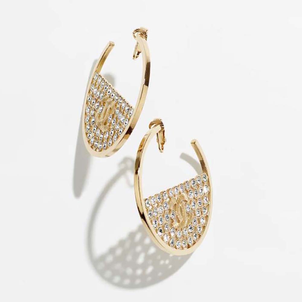 Chanel Women Hoop Earrings in Metal & Strass