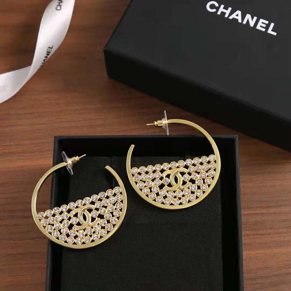 Chanel Women Hoop Earrings in Metal & Strass (4)