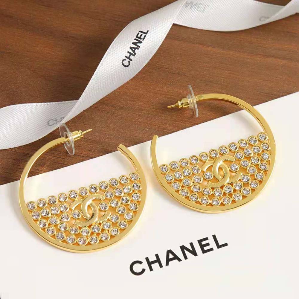 Chanel Women Hoop Earrings in Metal & Strass (5)