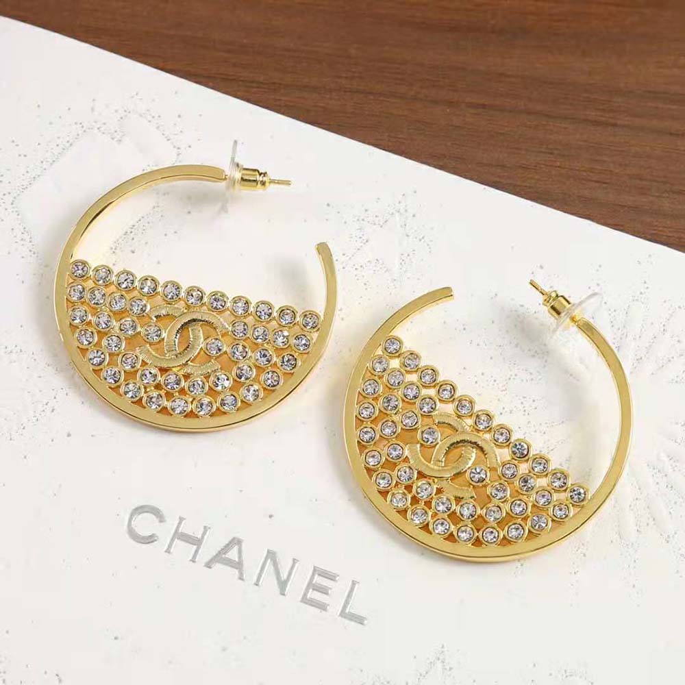 Chanel Women Hoop Earrings in Metal & Strass (6)