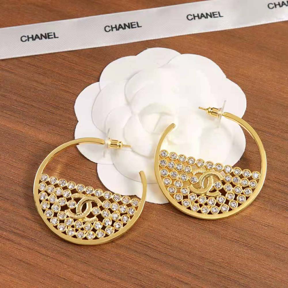 Chanel Women Hoop Earrings in Metal & Strass (7)