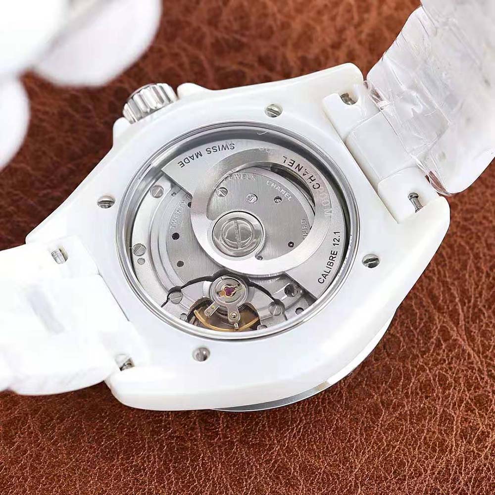 Chanel Women J12 Diamond Bezel Watch Caliber 12.1 38 mm in White Ceramic and Steel (6)