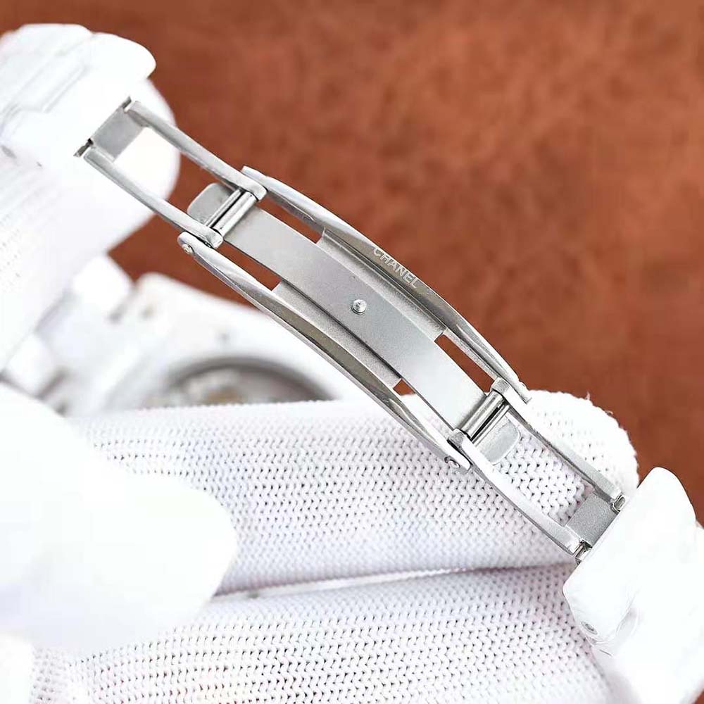 Chanel Women J12 Diamond Bezel Watch Caliber 12.1 38 mm in White Ceramic and Steel (7)