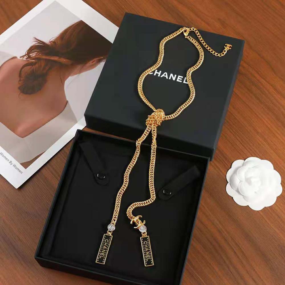 Chanel Women Necklace in Gold Black & Crystal (2)