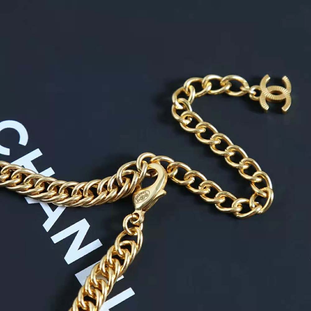 Chanel Women Necklace in Gold Black & Crystal (7)