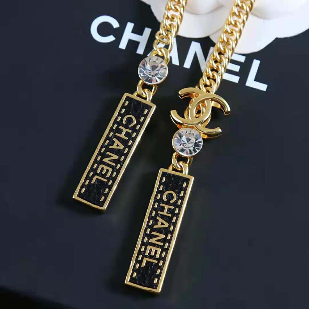 Chanel Women Necklace in Gold Black & Crystal (8)