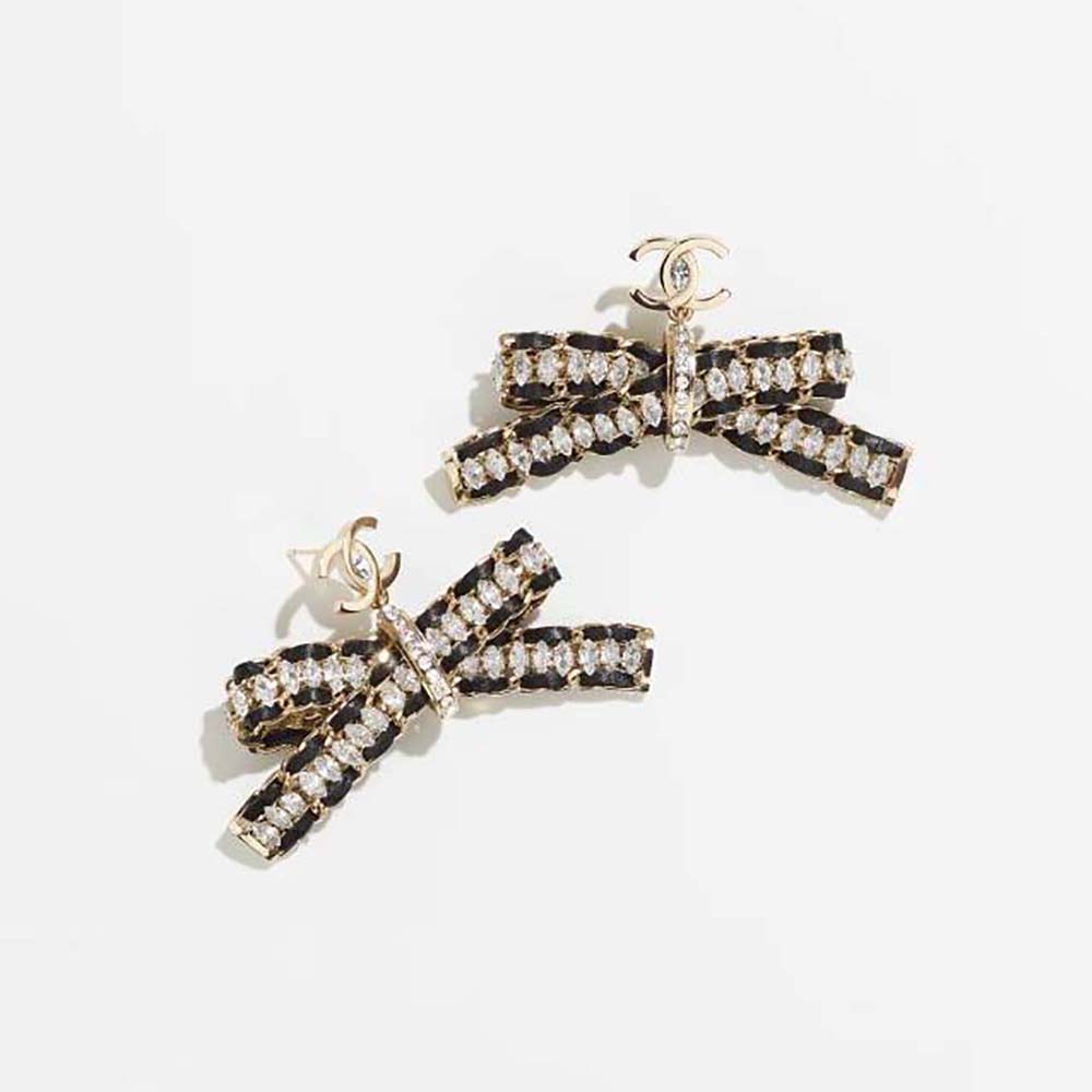 Chanel Women Pendant Earrings Metal Calfskin Strass (1)