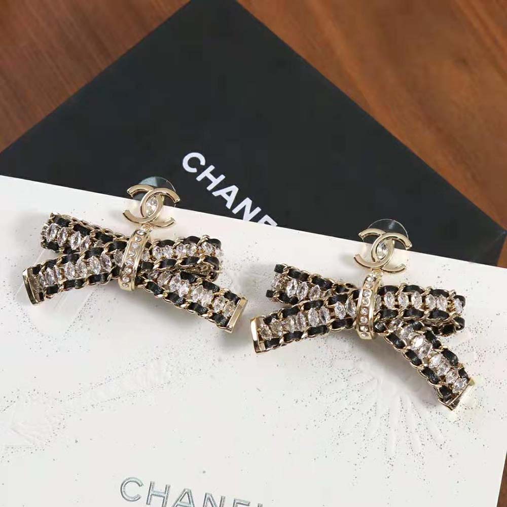 Chanel Women Pendant Earrings Metal Calfskin Strass (2)