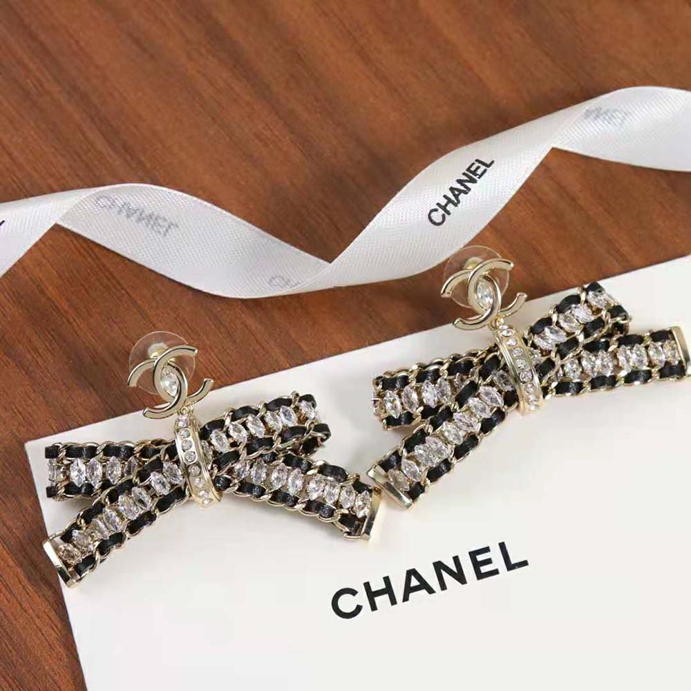 Chanel Women Pendant Earrings Metal Calfskin Strass (5)