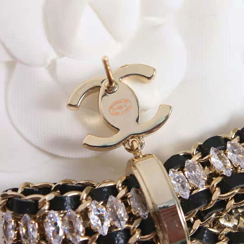 Chanel Women Pendant Earrings Metal Calfskin Strass (7)