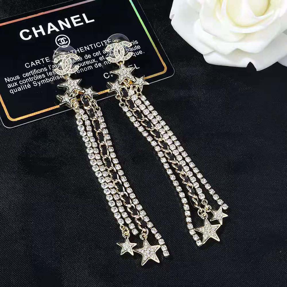Chanel Women Pendant Earrings Metal Strass Lambskin (4)