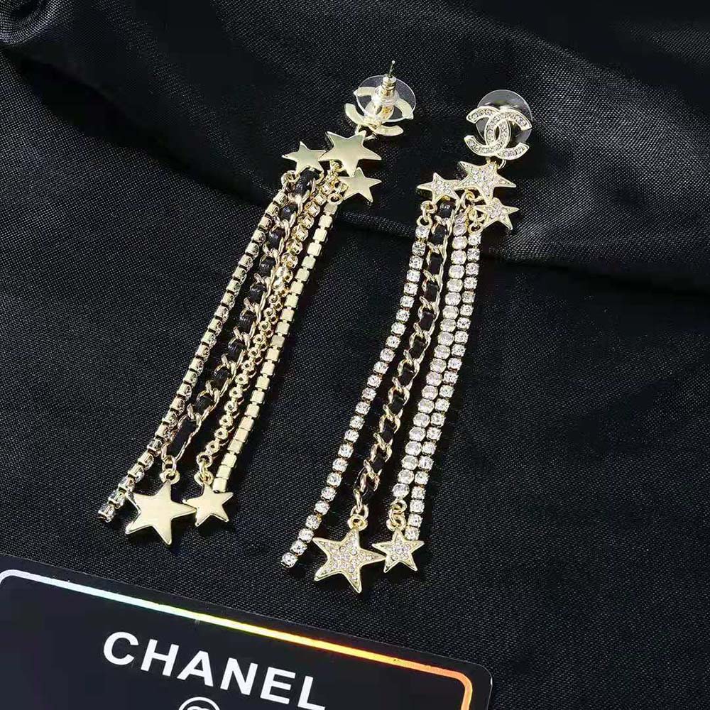 Chanel Women Pendant Earrings Metal Strass Lambskin (5)