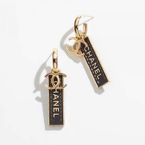 Chanel Women Pendant Earrings in Gold & Black (1)
