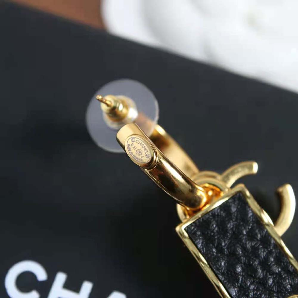 Chanel Women Pendant Earrings in Gold & Black (9)