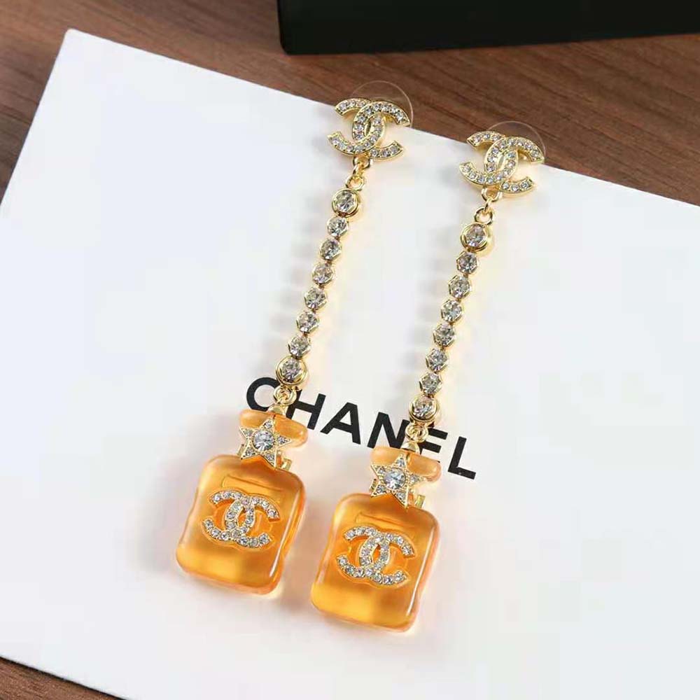 Chanel Women Pendant Earrings in Metal Resin & Strass (4)