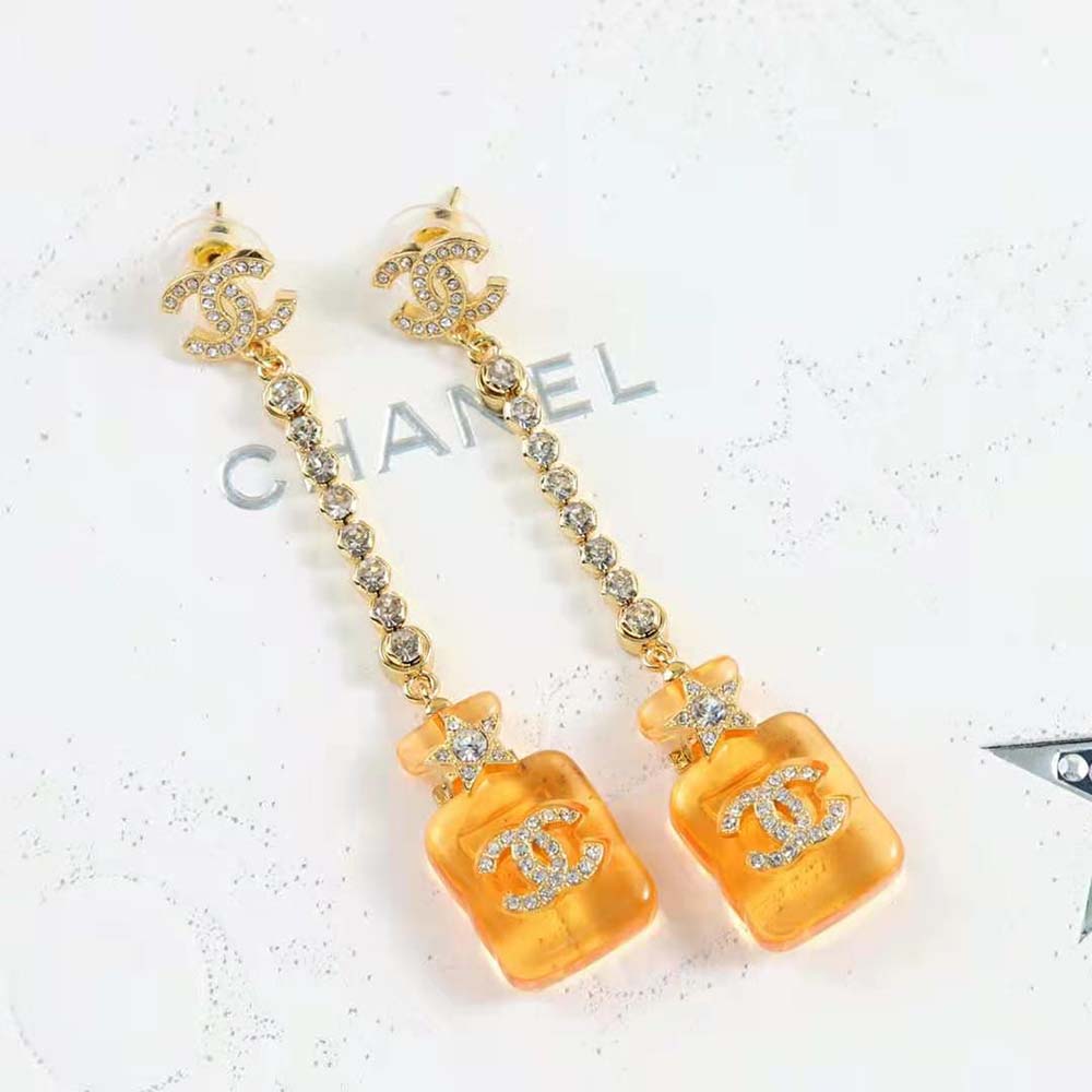 Chanel Women Pendant Earrings in Metal Resin & Strass (6)