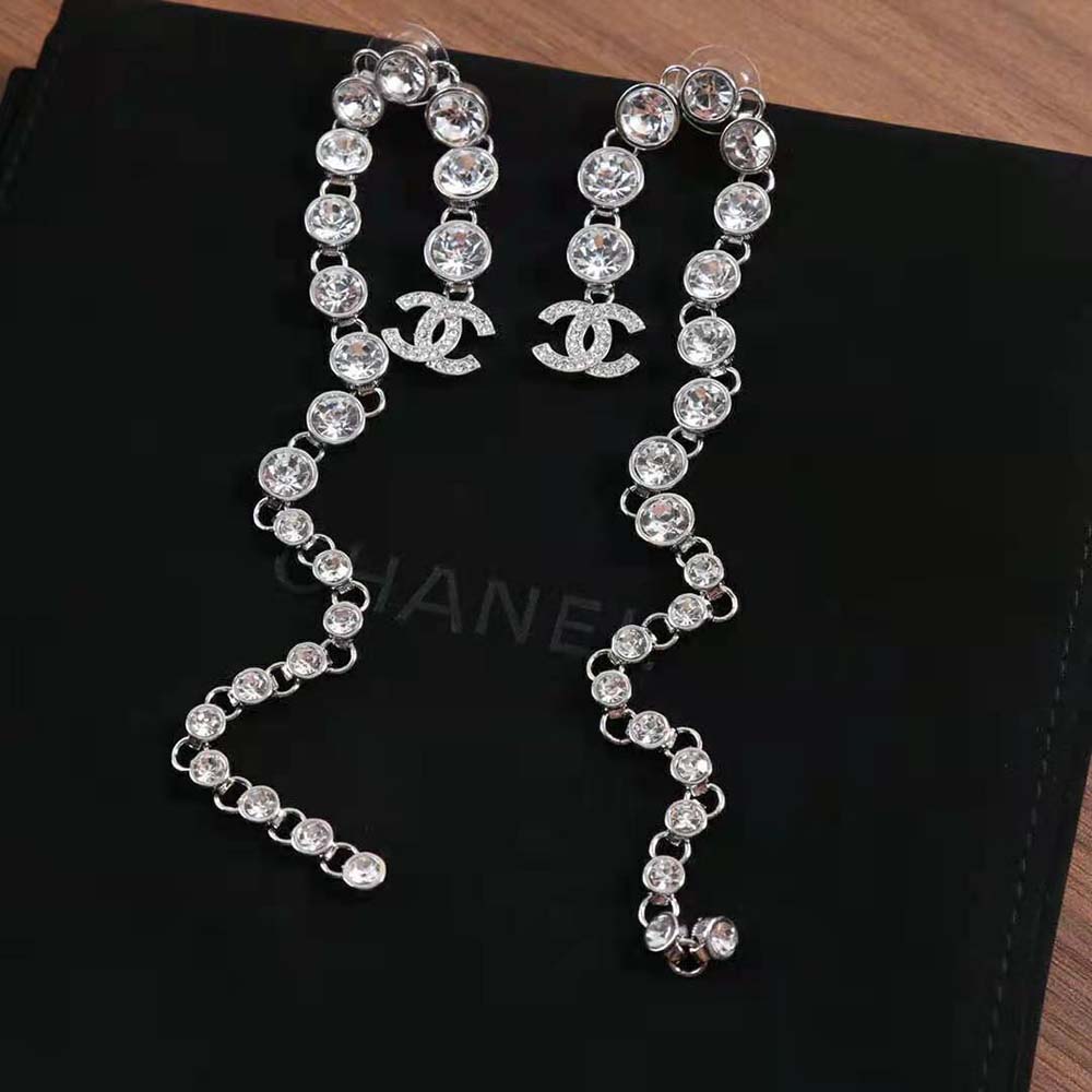 Chanel Women Pendant Earrings in Metal & Strass (4)