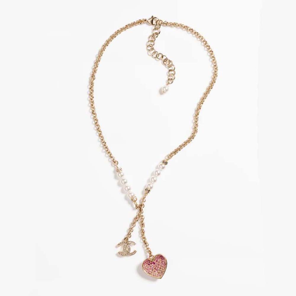 Chanel Women Pendant Necklace Metal Glass Pearls Sstrass