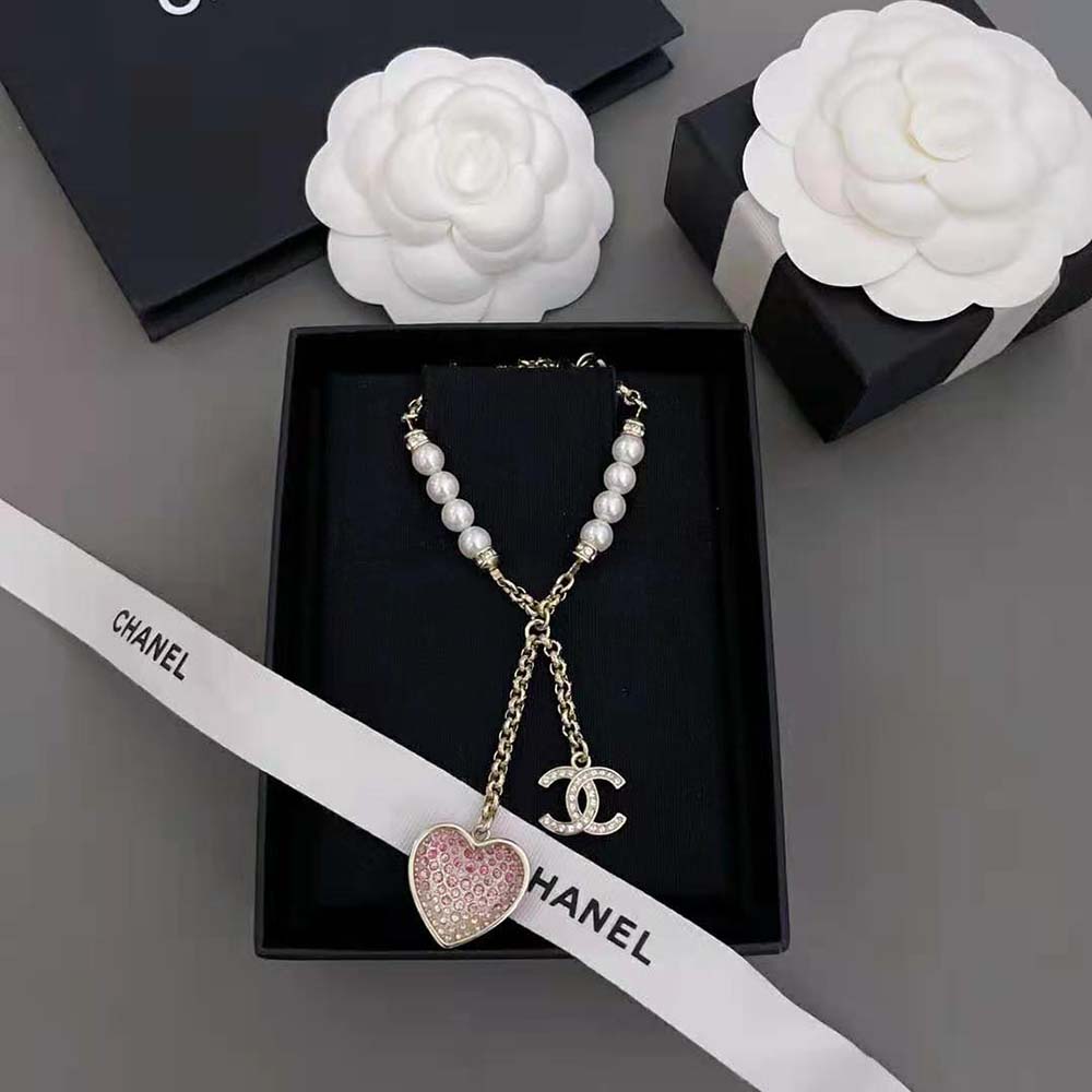 Chanel Women Pendant Necklace Metal Glass Pearls Sstrass (2)