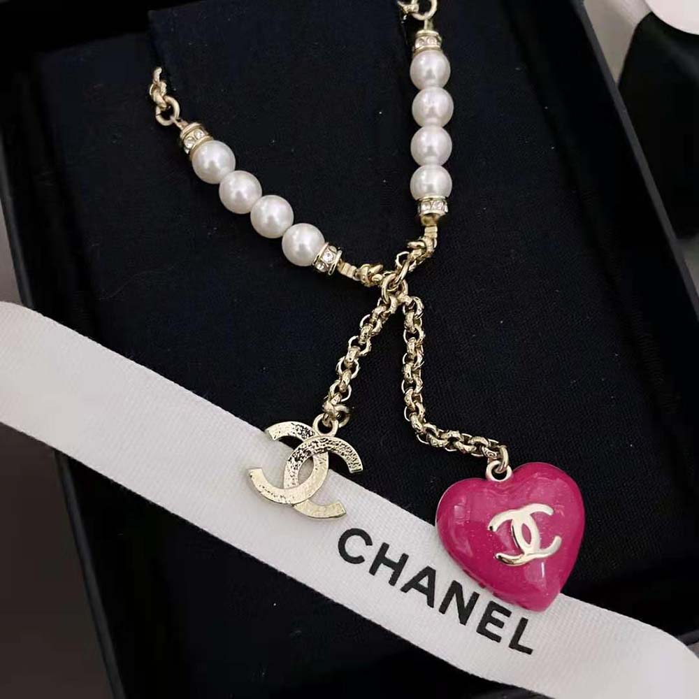 Chanel Women Pendant Necklace Metal Glass Pearls Sstrass (4)