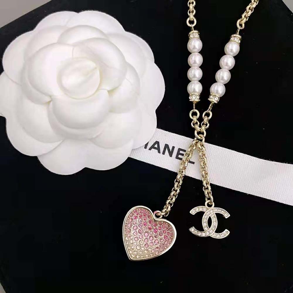Chanel Women Pendant Necklace Metal Glass Pearls Sstrass (5)