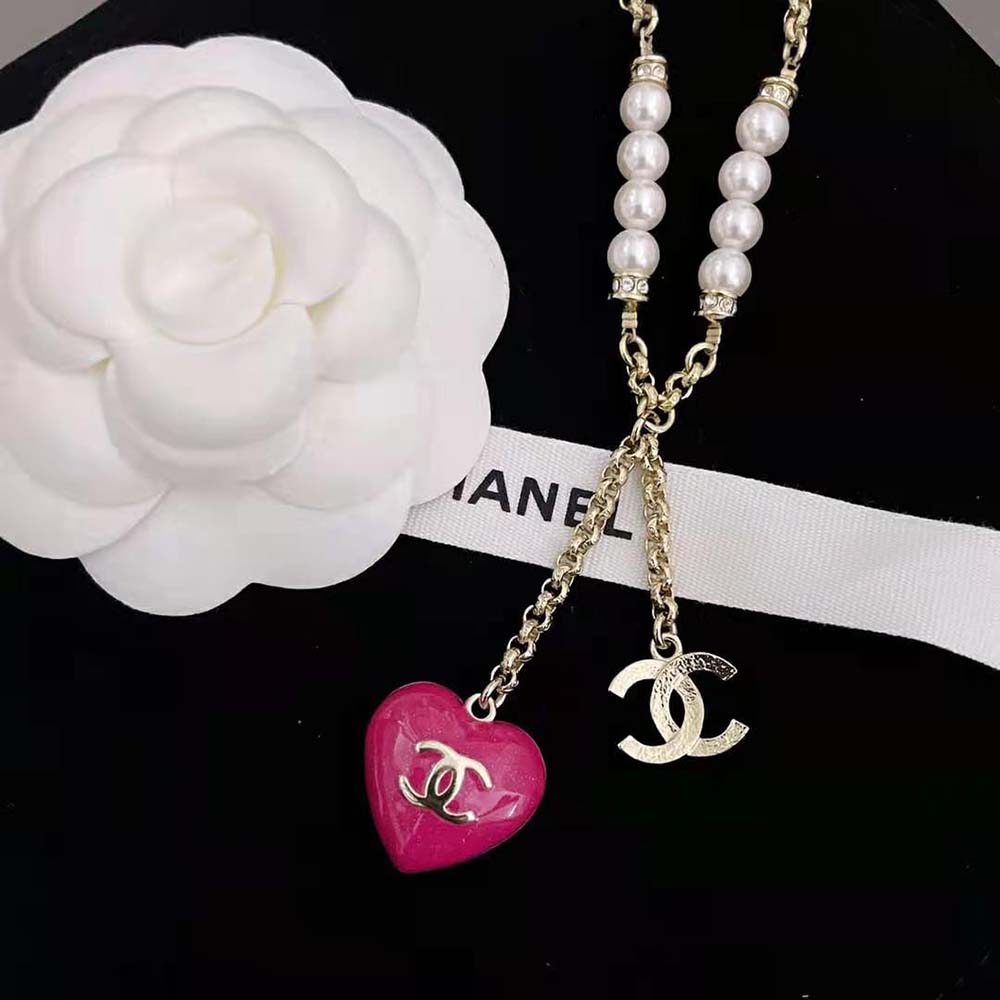 Chanel Women Pendant Necklace Metal Glass Pearls Sstrass (6)