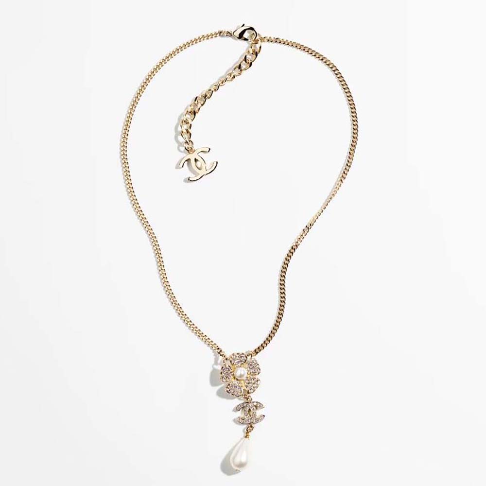 Chanel Women Pendant Necklace in Metal Strass & Imitation Pearls