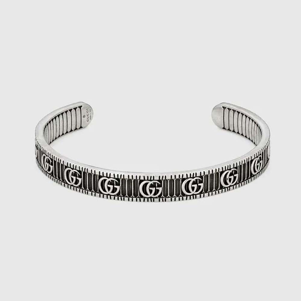 Gucci Women Bracelet with Double G in Silver-Black (1)