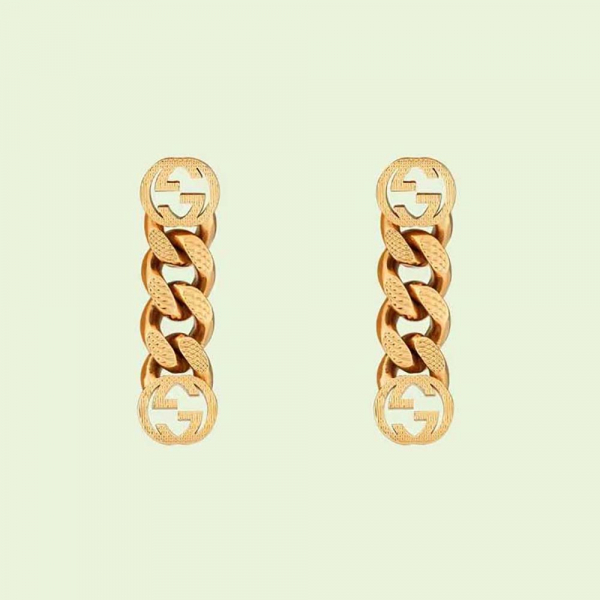 Gucci Women Earrings with Interlocking G in Yellow Gold-Toned Metal (1)