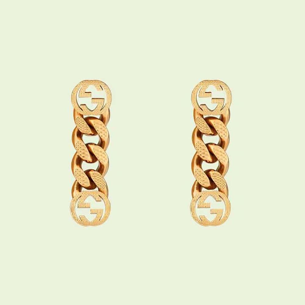 Gucci Women Earrings with Interlocking G in Yellow Gold-Toned Metal
